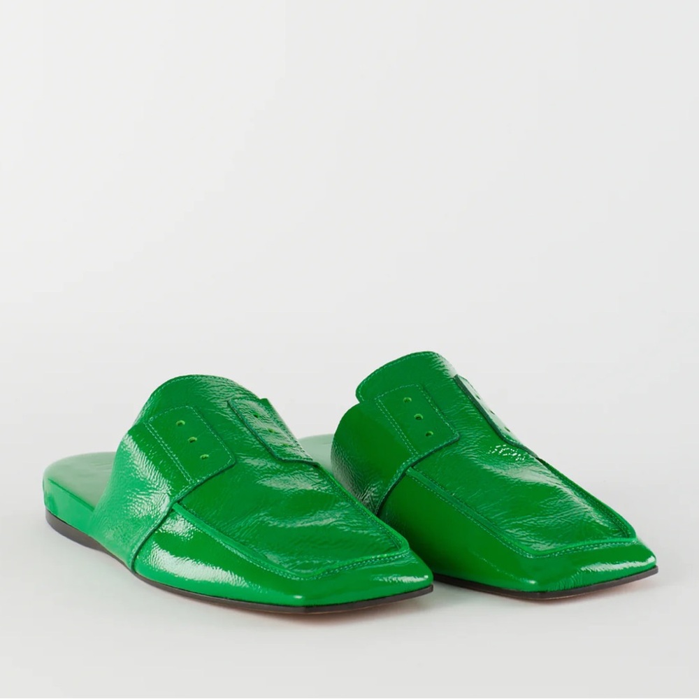 Tibi Green Leather Granger slide